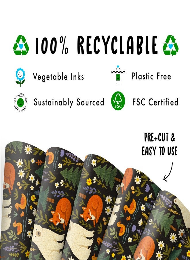 CENTRAL 23 Animals Wrapping Paper - 6 Sheets Gift Wrap - Woodland Bears Foxes Ducks Trees and Flowers - For Kids Boys Girls Birthday Christmas All Occasion - Comes with Tags - Image 4